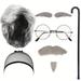 BingHuiKJ 1set Trendy Funny Old Man Costume Props 100th Day Of School Grandpa Outfit Wig Cap & Gray Beard & Eyebrows & Short Wig & Round Glasses & Walking Stick Grandfather Dress Up S