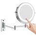 Wall Mounted Makeup Mirror 10X Magnifying Double Sided LED Lighted Mirror 360Â° Swivel Extendable Cosmetic Vanity Mirror Powered by Batteries Not Included Chrome 7 inches