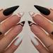 24pcs/set Long Stiletto Fake Nails Punk Snake Pattern Black White Matte False Nails Artificial Full Nail Tips Manicure Tools