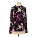 Calvin Klein Long Sleeve Top Purple Floral Motif Tie Neck Tops - Women's Size Large