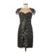 MARCHESA notte Cocktail Dress: Gray Snake Print Dresses - Women's Size 6