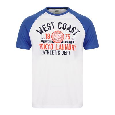 T-Shirts Dewalt Baseball Style Raglan Sleeve Cotton Jersey Crew Neck T-Shirt in Dazzling Blue / L - Tokyo Laundry