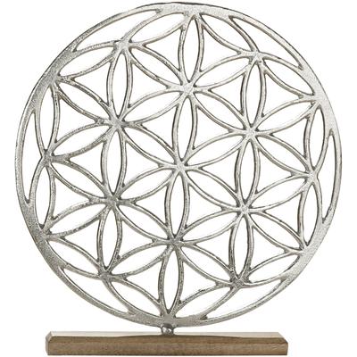 Dekoobjekt GILDE "Lebensblume", silber (silberfarben), B:30cm H:44,5cm, Massivholz, Aluminium, Dekofiguren Image