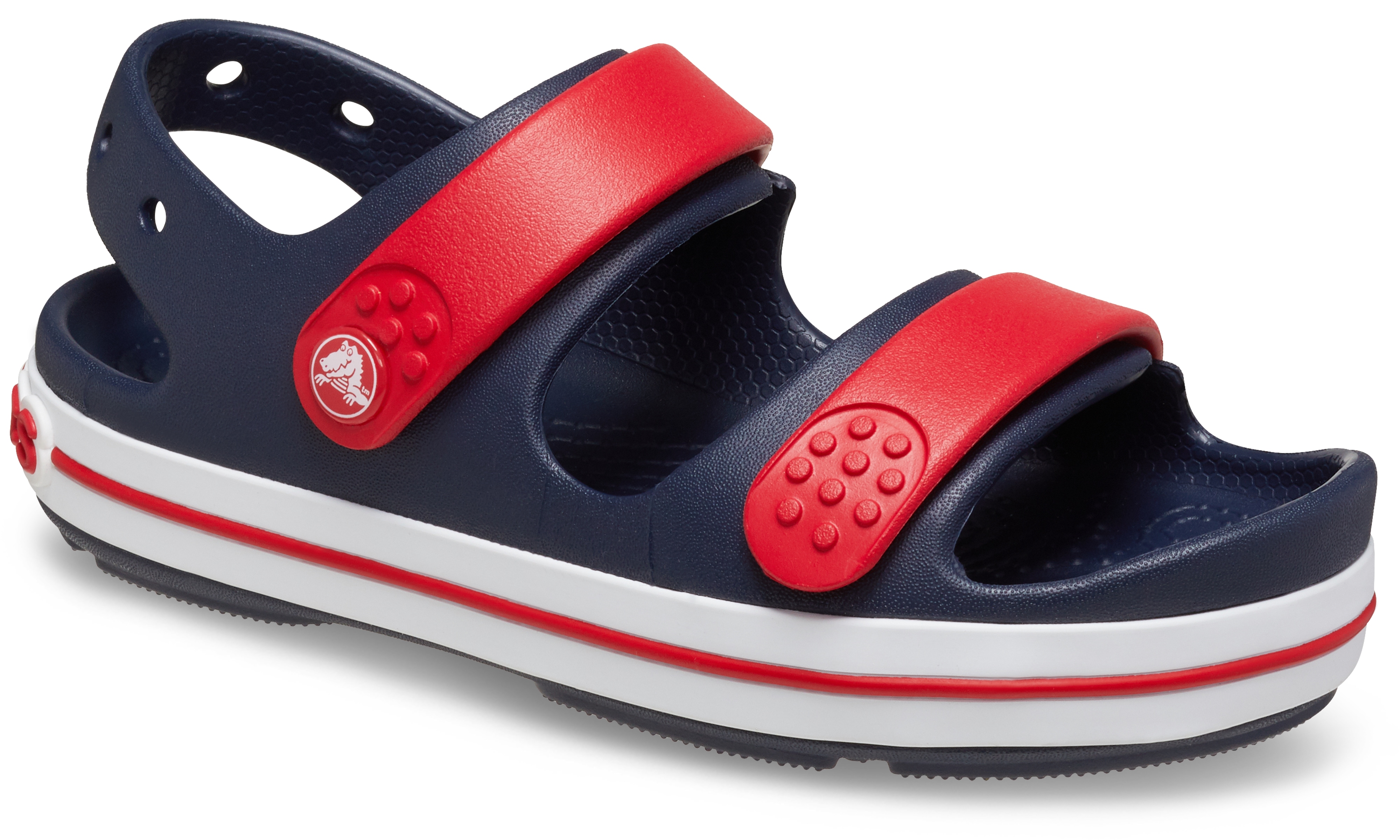 Badesandale CROCS "Crocband Cruiser Sandal", Kinder, Gr. 30, blau (navy, rot), Croslite™, kontrastfarbene Details, Schuhe, Sommerschuh, Sandalette, Riemchensandale, mit Fersenriemen