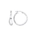 Silver Diamond-cut Brick Road Wavy Hoop Earrings - ER156