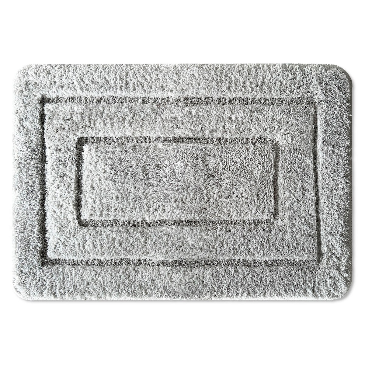 KARAT Badteppich Atlantis - extra flauschig & schnelltrocknend - Badezimmerteppich mit rutschsicherer Rückseite - Badematte (Silbergrau, 70 x 120 cm) Image