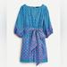 J. Crew Dresses | J Crew Dolman Sleeve Mini Dress In Layered Block Print India Cotton Size Medium | Color: Blue | Size: M