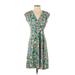 Lands' End Casual Dress - Wrap: Green Paisley Dresses - Women's Size Small