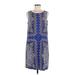 J.Jill Casual Dress - Shift: Blue Batik Dresses - Women's Size Medium