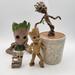 Disney Toys | Disney Parks Guardians Of The Galaxy Baby Groot Figures Lot - Planter Sipper Cup | Color: Brown | Size: Os