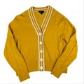 J. Crew Sweaters | J. Crew Tipped Mustard Yellow V-Neck Cardigan Sweater - Women's Size Large | Color: Yellow | Size: L