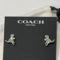Coach Jewelry | Coach Rexy Stud Earrings Crystal Pave Silver T Rex Dinosaur Studs Gift C2 | Color: Silver | Size: Os