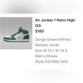 Adidas Shoes | Air Jordan 1 Retro High Og Size 13 Gorge Green Metallic Silver Dz5485-303 | Color: Green/Silver | Size: 13