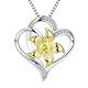 YL Heart Necklace 925 Sterling Silver cut November Birthstone Yellow Cubic Zirconia Lily Flower Love Pendant for Women,Chain 45+3CM
