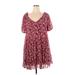 Rebecca Taylor Casual Dress - Mini Cold Shoulder Short sleeves: Burgundy Paisley Dresses - Women's Size X-Large