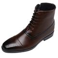 IQYU Shoes Men's Tokyo Men's Shoes Classic Business Leather Shoes Fashion Casual High Top Lace Up Leather Shoes with Side Zip Men's Business Shoes High, brown, 7 UK