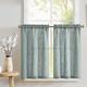 TOPICK Net Curtain, Linen Bistro Curtain, Kitchen Curtains, Flax, Semi-Transparent Light Filtering, Pair Scarves, Grey/Green Panel Curtains for Living Room, Country House, Small Windows, Set of 2, 65, AUDEDMSZP2-2636C04