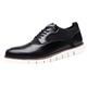 IQYU Shoes Men's 44.5 Classic Style Men's Lace-Up Vintage Leather Shoes Business Casual Shoes RoundToe Leather Shoes Men's Running Shoes 43, black, 8 UK