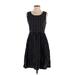 Mata Traders Casual Dress - A-Line: Black Damask Dresses - Women's Size Small