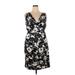 Donna Ricco Casual Dress: Black Floral Motif Dresses - Women's Size 14