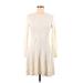 Elie Tahari Casual Dress - Sweater Dress Crew Neck Long sleeves: Ivory Dresses - Women's Size Medium