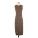 Current Air Casual Dress - Sweater Dress Crew Neck Sleeveless: Brown Tweed Dresses - Women's Size X-Small