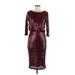 Badgley Mischka Casual Dress: Burgundy Dresses - Women's Size 8
