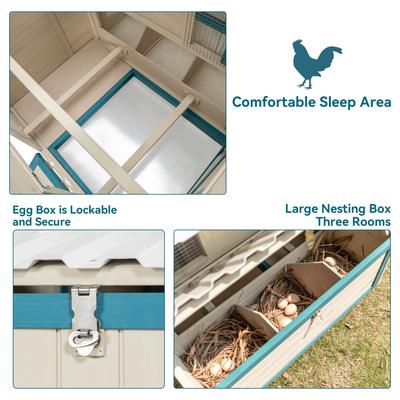 Weatherproof outdoor chicken coop with waterproof PVC roof