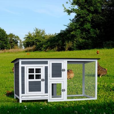 Outdoor Indoor Chicken Coop Small Animal House with Running Cage