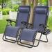 Set of 2 Adjustable Steel Mesh Zero Gravity Lounge Chair Recliners w/Pillows and Cup Holder Trays