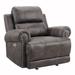 Willow 41 Inch Manual Recliner Chair, Faux Leather Upholstery, Walnut Brown