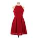 BeryDress Cocktail Dress - Fit & Flare: Red Solid Dresses - Women's Size 10