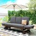 Expandable&Multifunctional Daybed, Outdoor Adjustable Patio Wooden Daybed Sofa Chaise Lounge