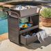 Merax Outdoor Wicker Bar Cart, with Drawer