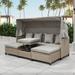 UV-Proof Resin Patio Furniture Round Outdoor Sectional Sofa Set Rattan Daybed with Retractable Canopy