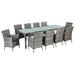 Ebern Designs Stanstead 11 Piece Outdoor Dining Set w/ Cushions Glass/Wicker/Rattan in Gray | 29.1 H x 39.4 W x 98.4 D in | Wayfair