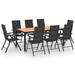 Latitude Run® 9 Piece Garden Outdoor Dining Set Black Wood/Wicker/Rattan in Black/Brown | 72.83 W x 35.43 D in | Wayfair