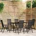 Arlmont & Co. 7 Piece Patio Dining Set Glass/Wicker/Rattan in Black | 55.12 W x 27.6 D in | Wayfair 6452A217FD2F498D80EE50A843E29830