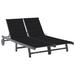 Winston Porter Patio Lounge Chair Sunbed Sunlounger w/ Cushion Solid Acacia Wood Wood/Solid Wood in Gray | 33.5 H x 78.7 W x 48.4 D in | Wayfair