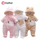 PatPat Winter Baby Bear Warm Fleece Hooded Footed/footie Long-sleeve Baby Jumpsuit Baby Rompers Baby