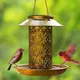 Solar Bird Feeder Metal Outdoors Hanging Bird House with LED Light Gift Ideas for Bird Lovers