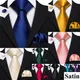Satin Silk Men Tie Pocket Square Cufflinks Set Jacquard Smooth Pure Solid Formal Necktie for Male