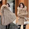 Women Parka 2024 New Fashion Long Coat Wool Liner Hooded Parkas Winter Jacket Slim with Fur Collar
