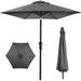 Arlmont & Co. 10Ft Outdoor Steel Market Patio Umbrella W/Crank, Tilt Push Button, 6 Ribs in Gray | 100 H x 120 W x 120 D in | Wayfair