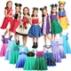 Disney Girls Princess Cute Dress Elsa Anna Summer Ariel Dress Cotton Casual Dress Rapunzel Kids