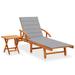 VidaXL Patio Sun Lounger w/ Table & Cushion Solid Acacia Wood Wood/Solid Wood in Brown/White | 33.5 H x 26.4 W x 78.7 D in | Wayfair 3061618