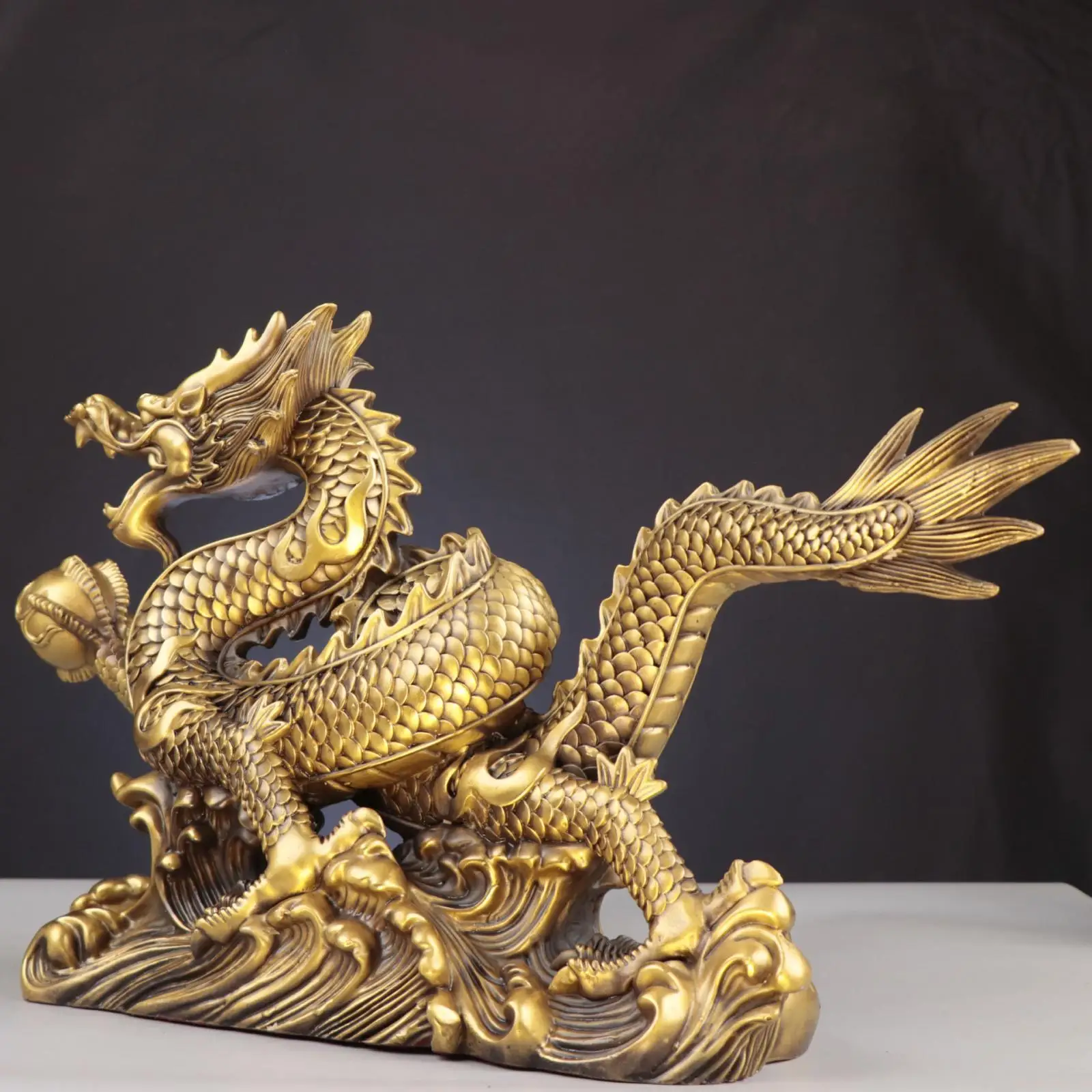 Chinesische Feng Shui Drachen Statue viel Glück ziehen Reichtum Kupfer Dekor dekorative Figuren für Auto Büro Innen Wohnkultur Image
