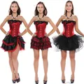 Sexy Satin Lace up Ohne Knochen Overbust Korsett und Bustier mit Spitze Trim Tänzerin Showgirl