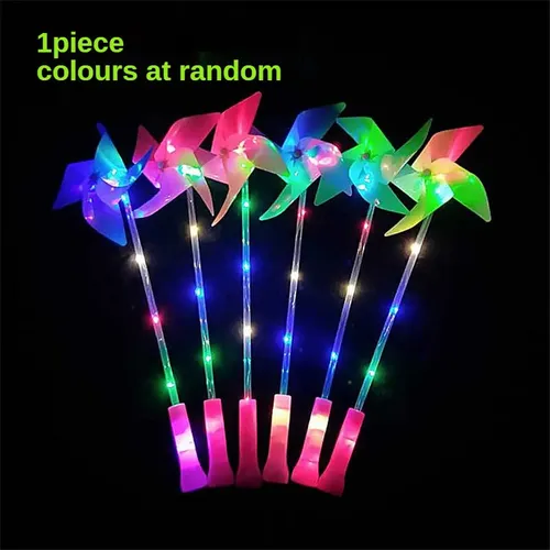 LED-Leuchtende Windmühle für Kinder Bunte Vier blättrige Windmühle Griff Glow DIY Spielzeug