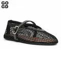 GOGD-Chaussures plates de ballet pour femmes chaussures creuses en maille respirante chaussures à